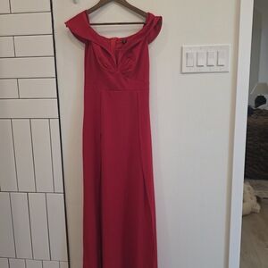 Red Off Shoulder Midi Dress Size Small Formal Dress